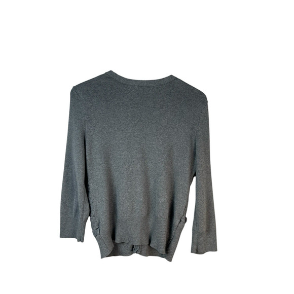 Nic + Zoe Women Grey Cardigan Button Detail Rossette Applique Office Siren Sz Lg - Picture 3 of 9